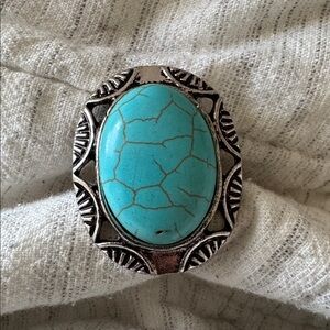 Elegant Faux Turquoise Oval Ring Fashion Jewelry